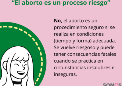 El aborto es un proceso de riesgo. No, el aborto es un procedimiento seguro si se realiza en condiciones